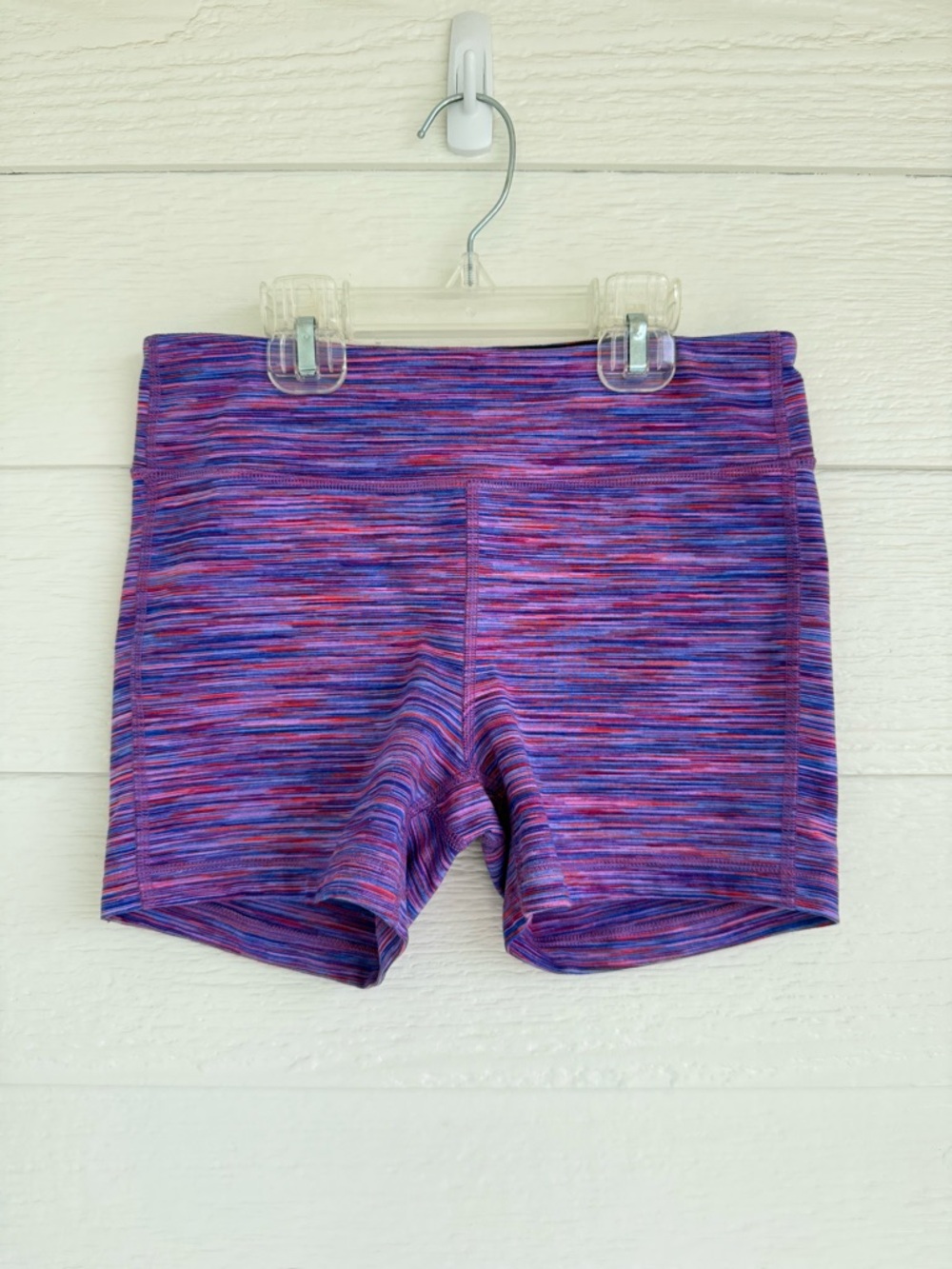 Athleta Girl Chit Chat Shortie Size XL 14 Multi Purple Spacedye Athletic Shorts